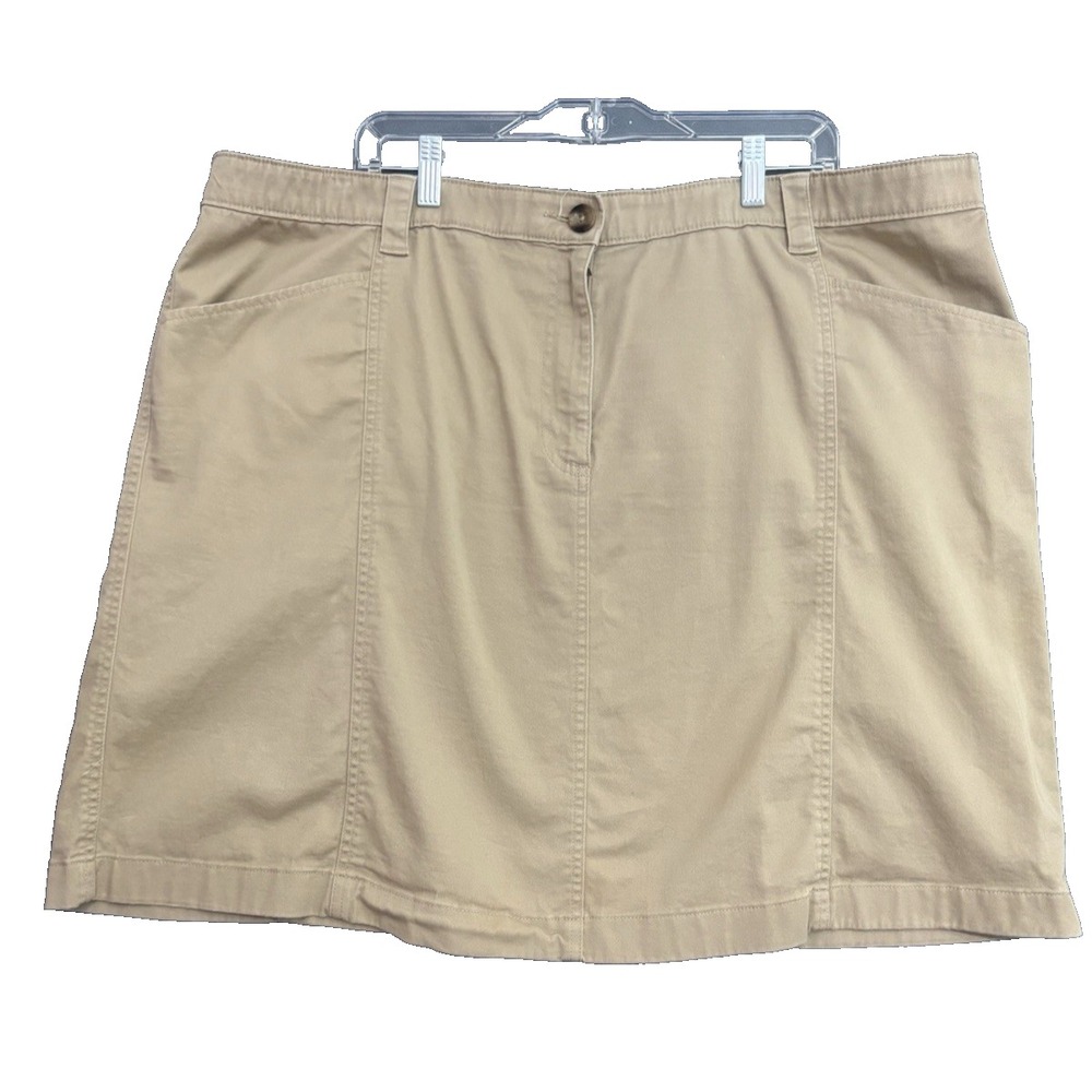 LL Bean Skirt Women's Sz. 24 Classic Fit Khaki Cotton Stretch Collegiate Y2K